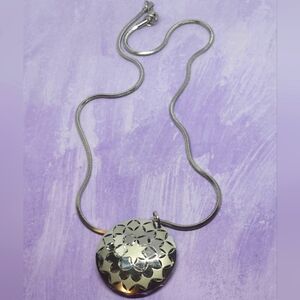 Milor Italy Stainless Steel Round Geometric Star Pendant Silver Tone Snake Chain